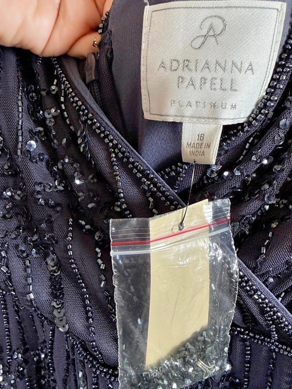 Adrianna Papell Platinum Gown Style House Of Wu 16 Beaded Maxi Black Black Tie - Picture 7 of 16